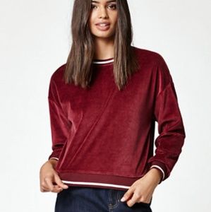 Kendall and Kylie Burgundy Velour Pullover
